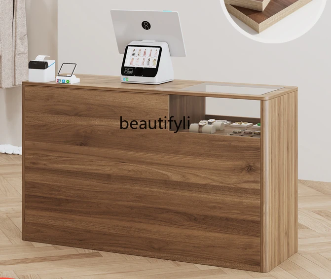 Solid Wood Clothing Store Cashier Counter Ear Cleaning Hall Front Desk Reception Small Women's Clothing Store Small Bar Counter