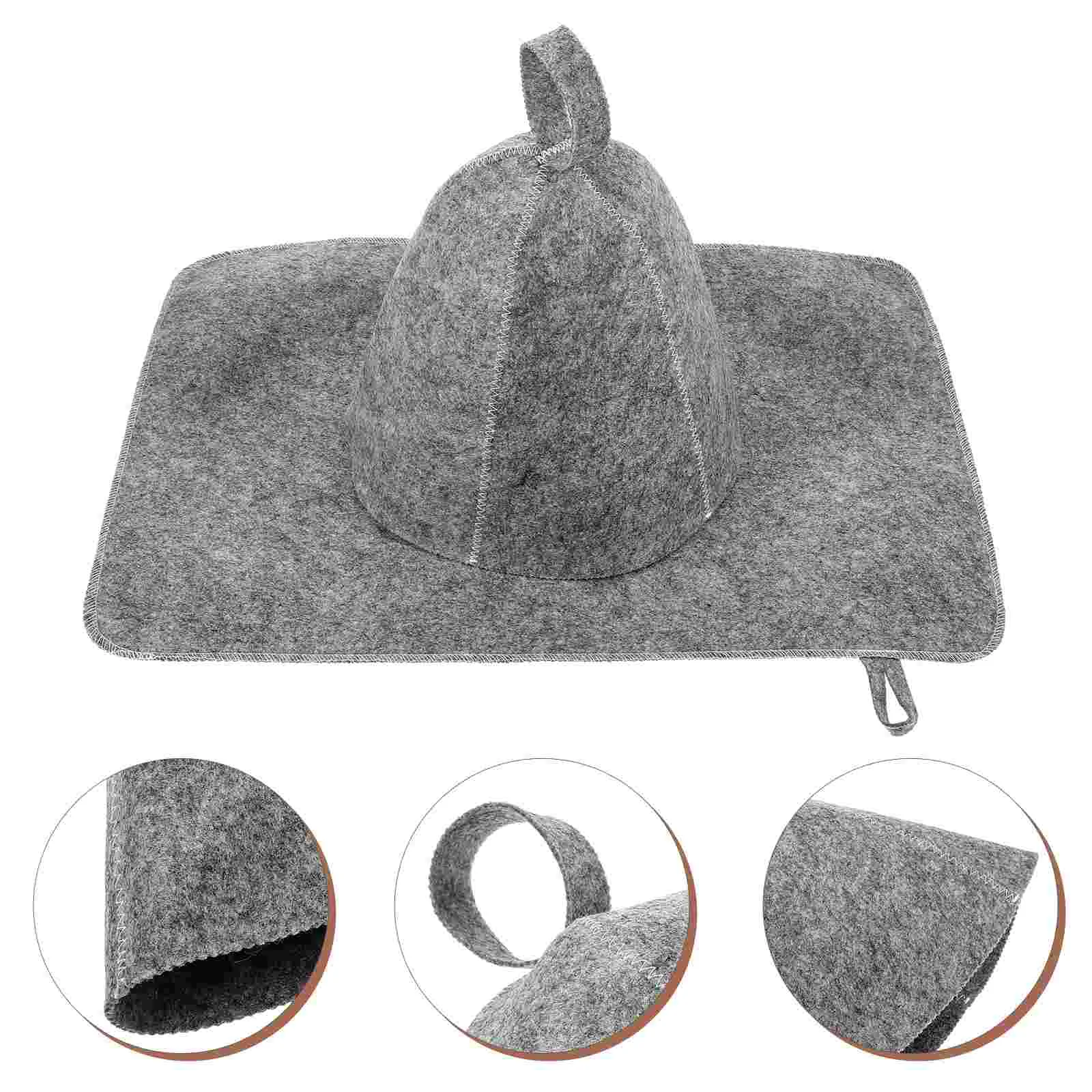 Shower Caps Felt Sauna Hat Thick Water Absorbing Hats Bath for Lightweight Grey Bathing Absorbent Man