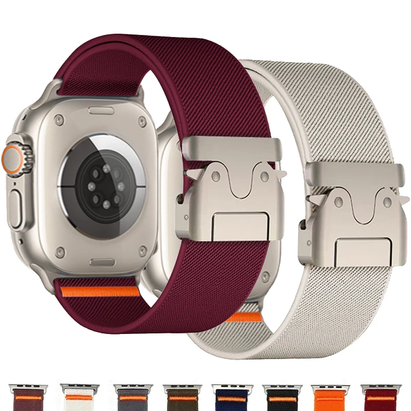 

Нейлоновый ремешок для Apple Watch Ultra 2 Band 49 мм 10 9 8 7 45 мм 41 мм 44 мм 46 мм 42 мм Плетеный эластичный браслет для IWatch Series 6 SE