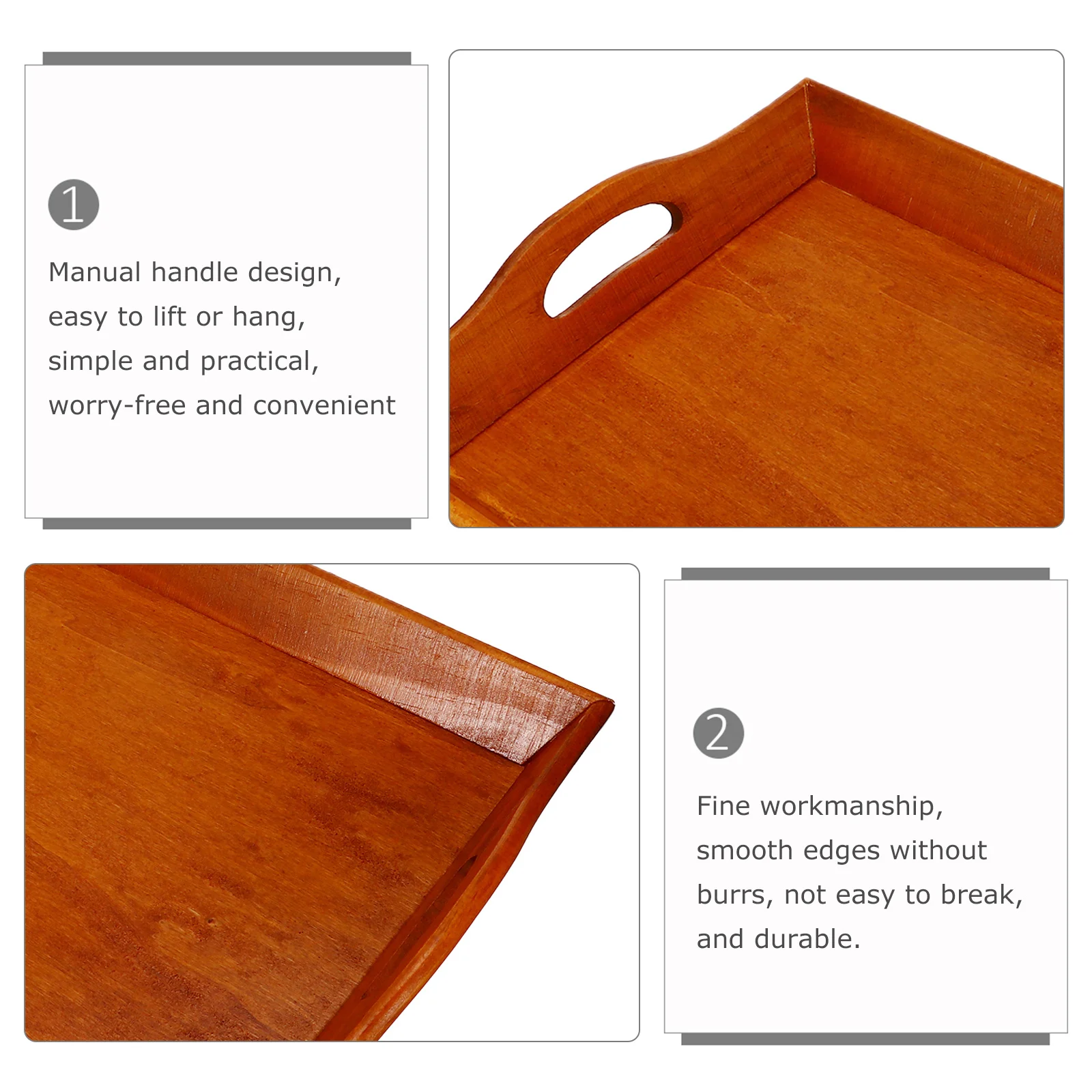 

1Pcs Wooden Rectangular Serving Platter Premium Eco-Friendly Tea Dessert Fruit Tray Space Saving Stackable Home Storage