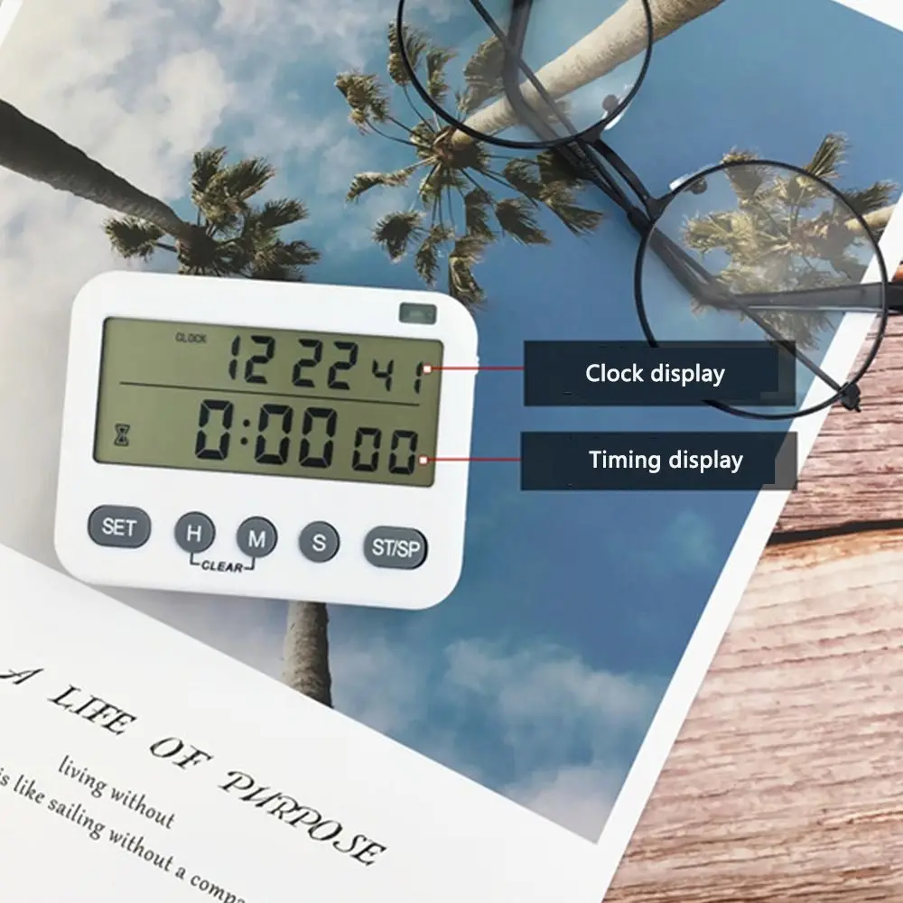 LCD Silent Timer Vibration Dual screen Kitchen Timer Reminder Timer for Students' Learning