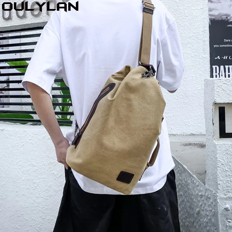 Leisure Backpack Multifunctional Small Bags Men\'s Canvas Handbag Casual Bag Portable Travel Sports gym Shoulder Bag