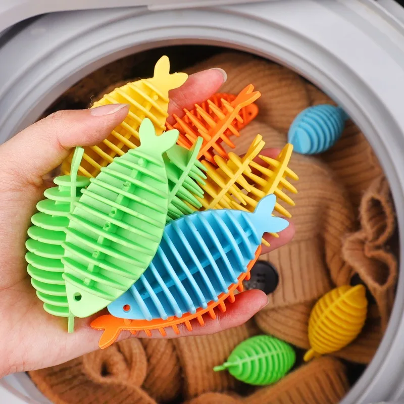 15/1PCS Magic Laundry Balls Cartoon Fish Shape Reusable Cleaning Ball Washing Machine Anti-tangle Hair Remover Catcher Tools