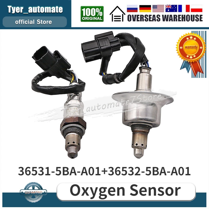 Oxygen Sensor O2 Sensor 2Pcs 36531-5BA-A01 36532-5BA-A01 For 2016-2021 Honda Civic