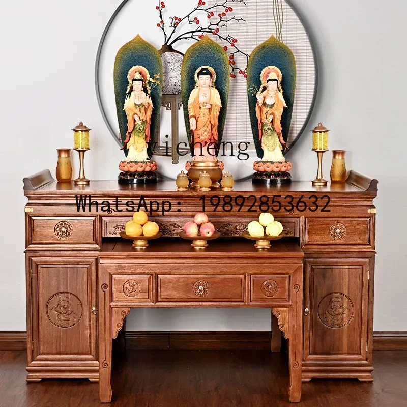 A1  Huali solid wood Buddhist cabinet Buddhist niche new Chinese vertical cabinet household shrine cabinet