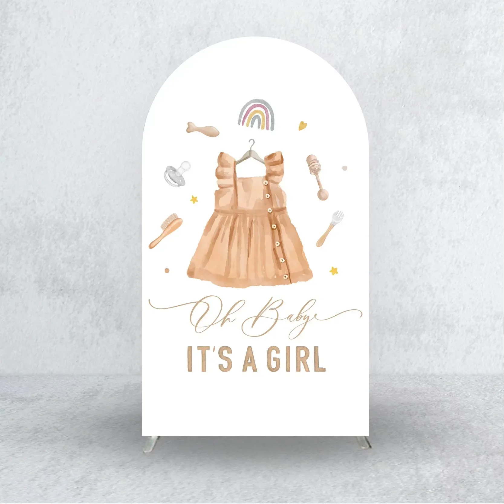 Mehofond Custom Gender Reveal Arch Backdrop Covers Boy or Girl Baby Shower Background Oh Baby Rainbw Decor 2-sided Chiara Props