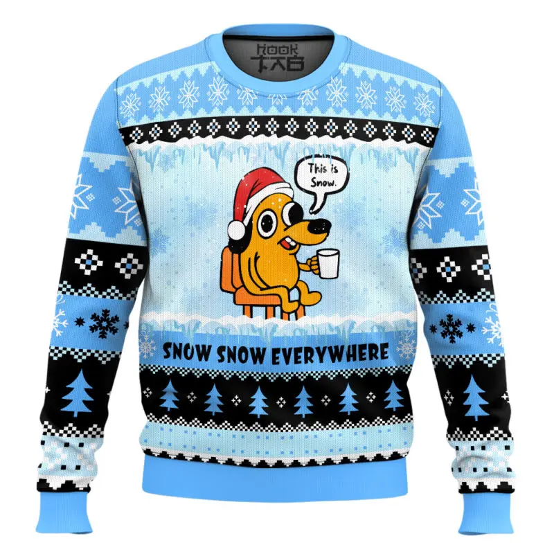 

This is Fine Meme Christmas Ugly Sweater 2025 Winter Warm Gift Holiday Christmas Party Funny Pullover Plus Size Xmas Jumper