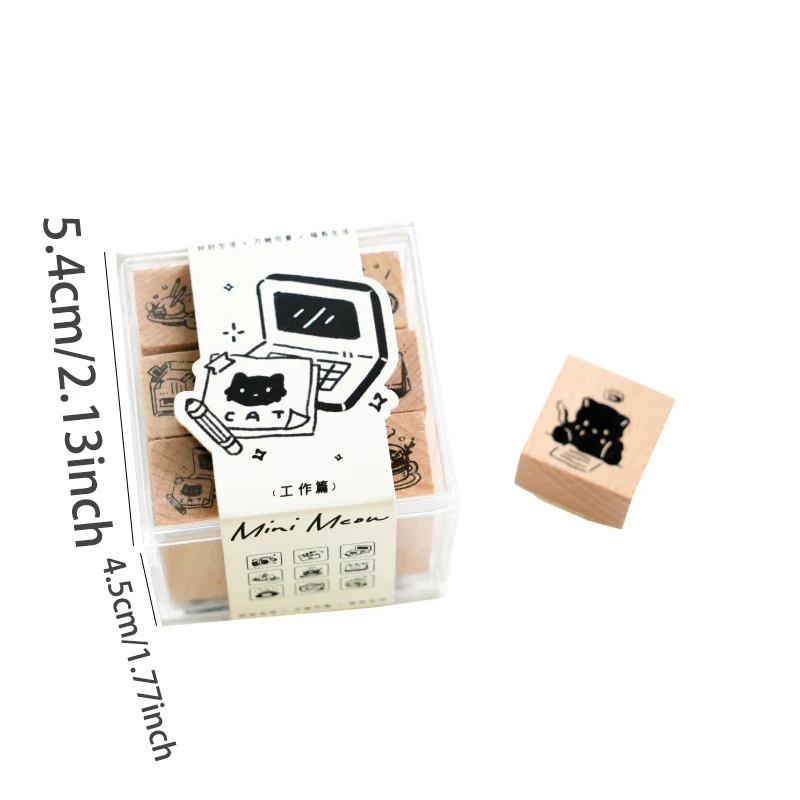 9 قطع من صندوق ختم القطط، أداة تزيين DIY، سلسلة قطط صغيرة، مناسبة للإنتاج اليومي المصنوع يدويًا في سيناريوهات متعددة