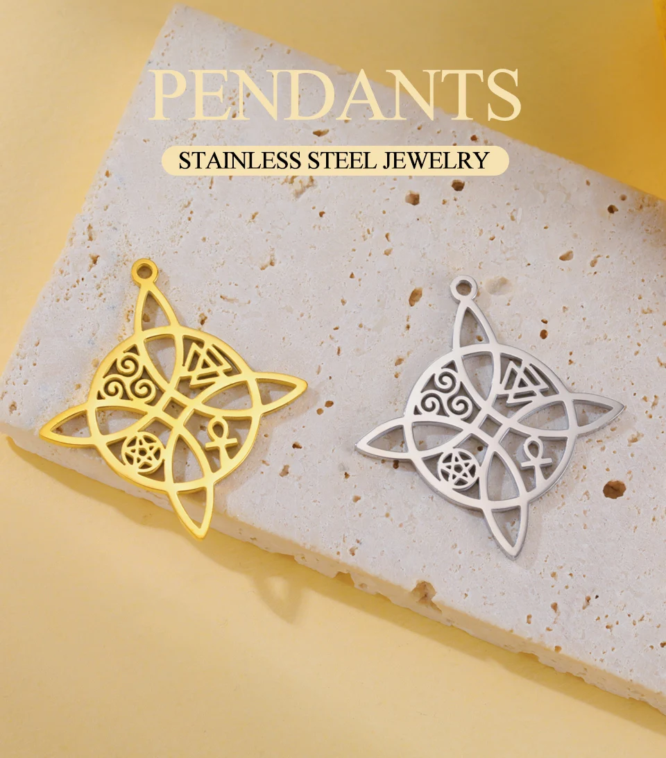 Dawapara Edelstahl Hexenknoten Charms für Halskette Ohrringe Trinity Knot Religiöse Symbole Anhänger DIY Schmuckherstellung – Detail 3