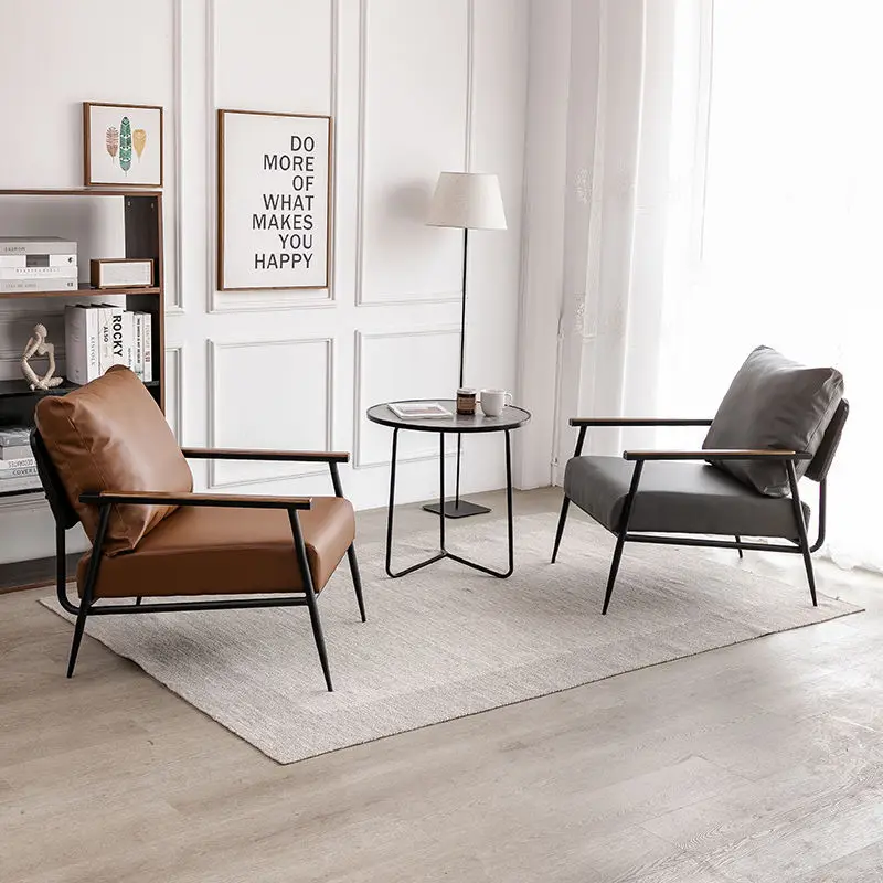 Отримайте посетителей переговоров, одноместный диван-кресло из цельного дерева, скандинавский современный простой стул для проживания в семье, балкон, журнальный столик для отдыха