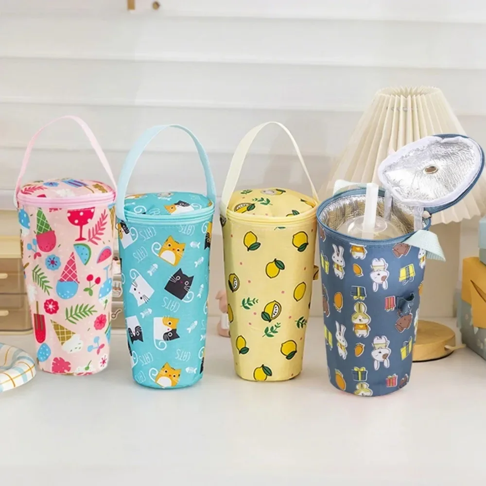 Reusable Milk Tea Tote Bag Heat Preservation Bag Carrying Insulated Cup Cover Umbrella Bag Handbag Camping Drinkware Accessories