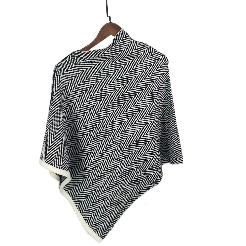 

Retro Striped Imitate Cashmere Scarf with Button Winter Cashmere Scarves Knitted Contrasting Color Long Shawl Autumn Winter