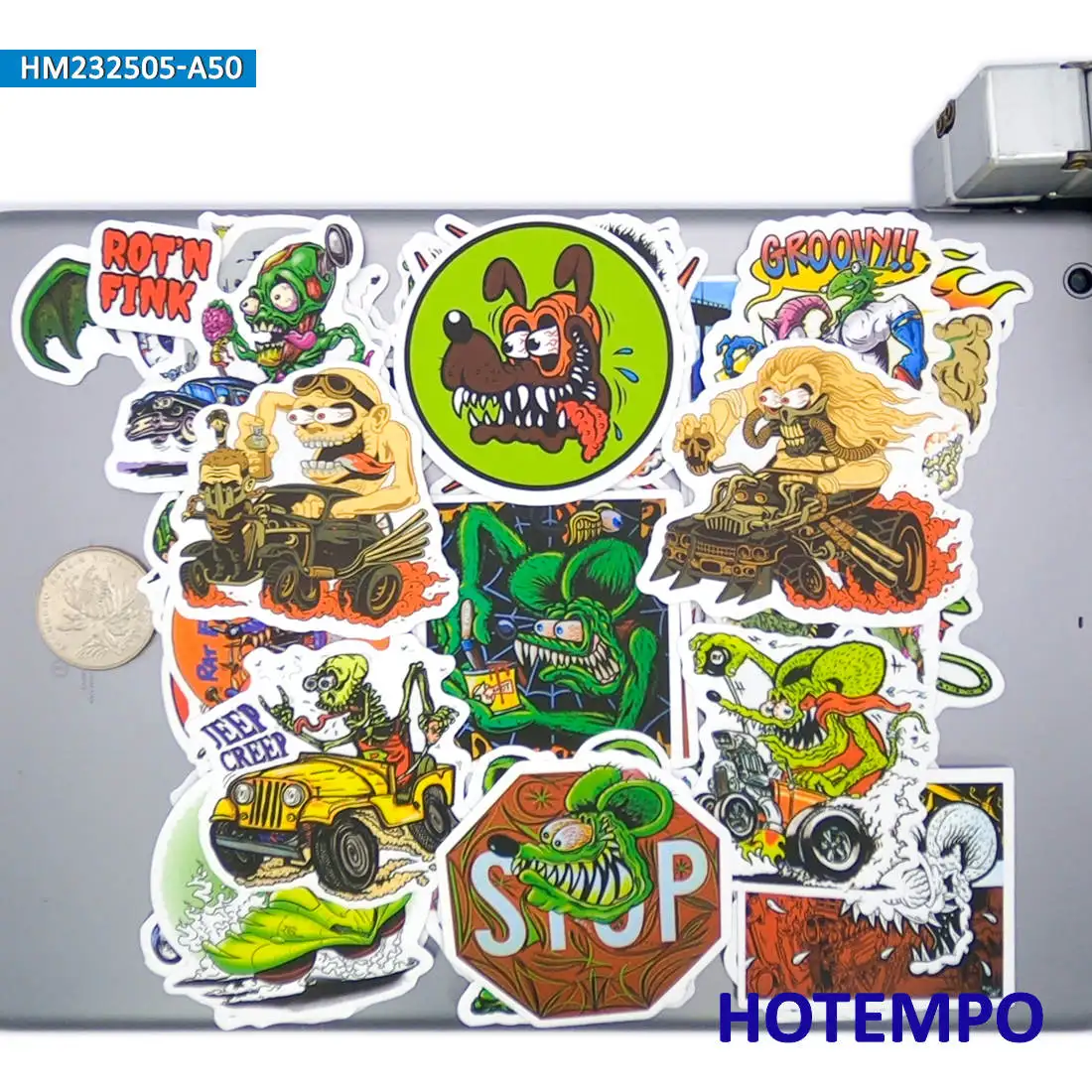 20/30/50Pieces Gothic Style Funny Green Mouse Fink Rat Stickers for Skateboard Motorcycle Car Bike Luggage Phone Laptop Sticker