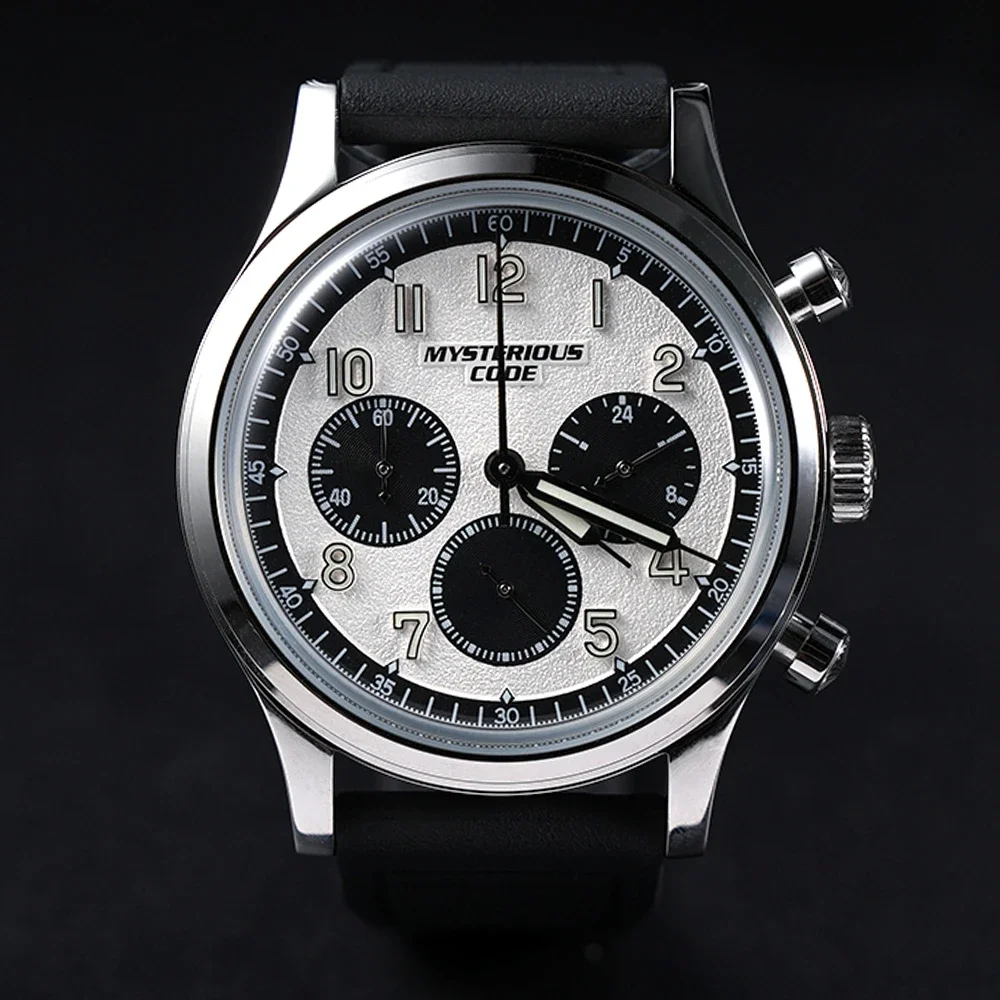 

Vintage Pilot Watch Men Luxury Sports Panda Chronograph Watch 41mm VK63 Chrono Quartz Wristwatch Mysterious Code Luminous Clocks