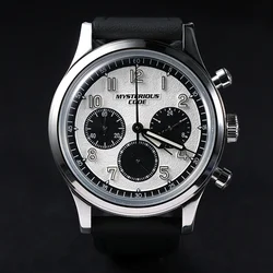 Vintage Pilot Watch Men Luxury Sports Panda Chronograph Watch 41mm VK63 Chrono Quartz Wristwatch Mysterious Code Luminous Clocks