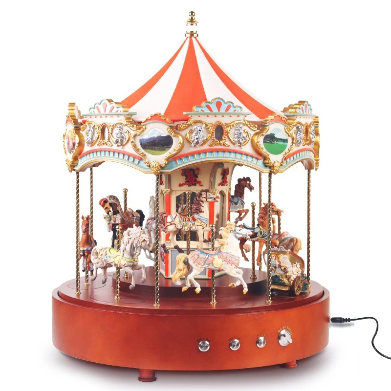 Caja de música de carrusel de gran tamaño Bluetooth, niños creativos, regalo de cumpleaños