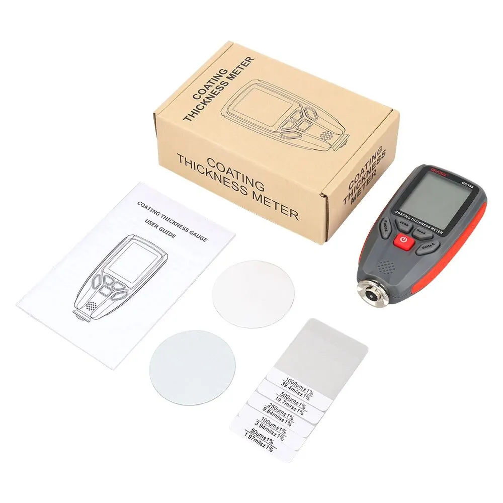 GVDA Coating Thickness Gauge Car Paint Film Thickness Tester 0 to 1300um Measuring Meter FE NFE for Automotive Metal Ceramic