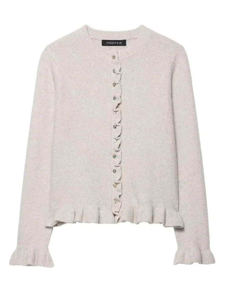 

Sweet Sle Long Sve Вязаный кардиган Верхняя одежда Многослойное украшение круглый Ne Открытая передняя часть Полиэфирное волокно Повседневная одежда