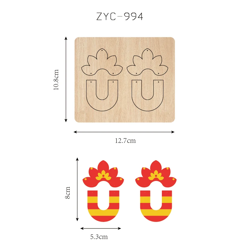 

Деревянная форма для резки сережек, подходит для машин для высечки, ZYC-994