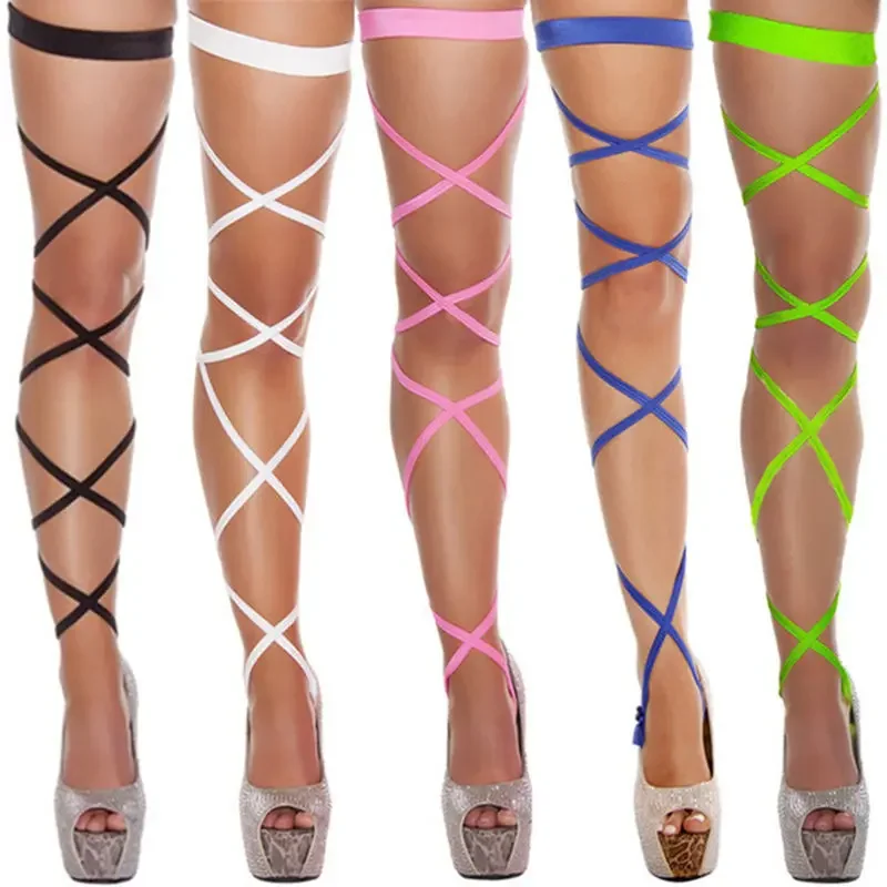 Women's Sexy Stockings Punk Goth Hollow Out Bandage Nylon Stockings Pole Dance Sexy Underwear Female Sexy Lingerie Leg Harness