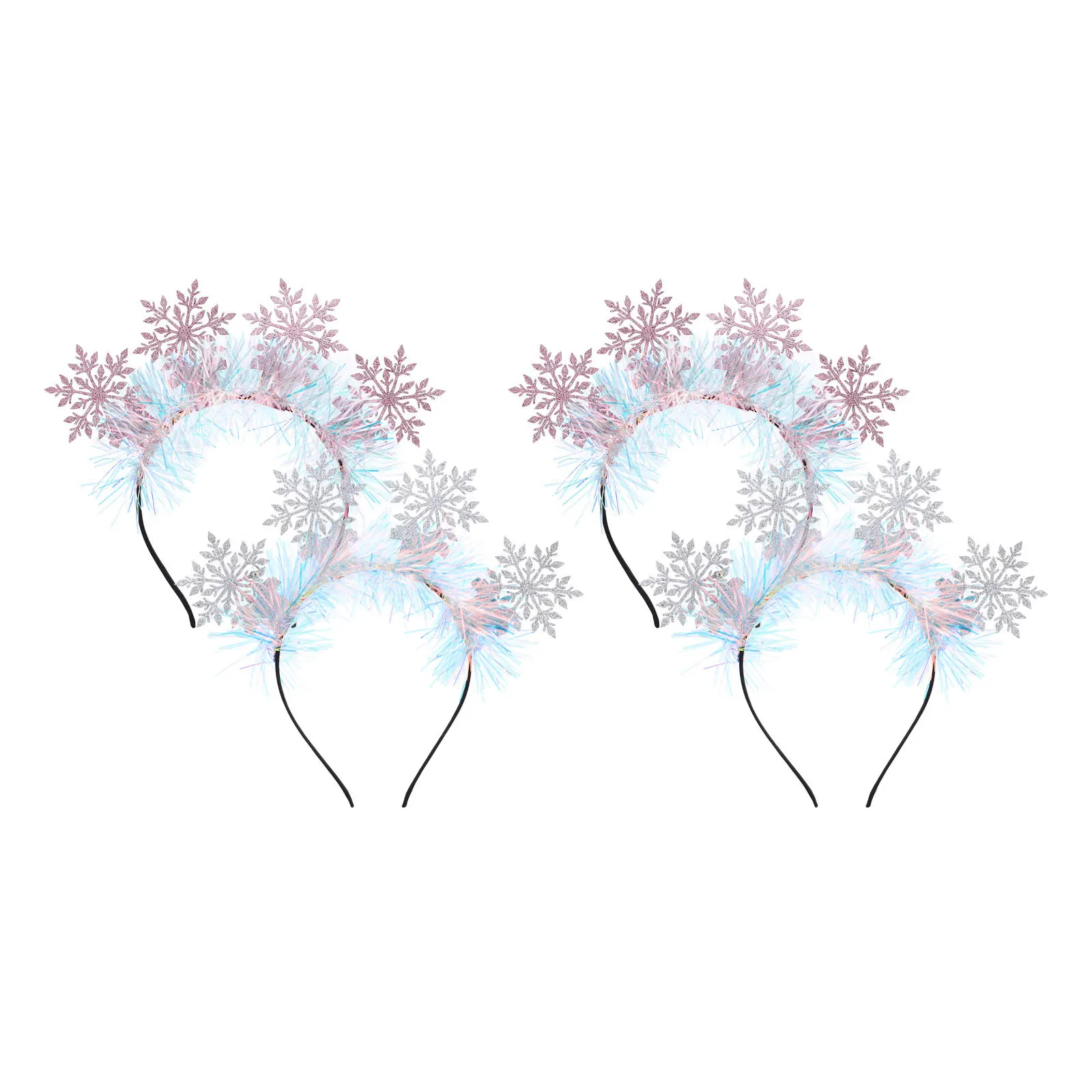 

Glitter Snowflake Headband Set Holiday Christmas Hair Hoops Winter Festive Accessories Sparkle Crown Party Headdress