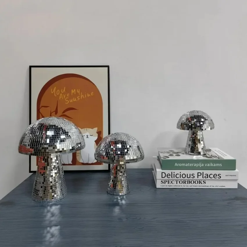 Disco Mirror Ball Creative Retro Disco Mushroon Shape Ball Reflective DJ Style Home Decorations For Party Wedding Room Ornaments