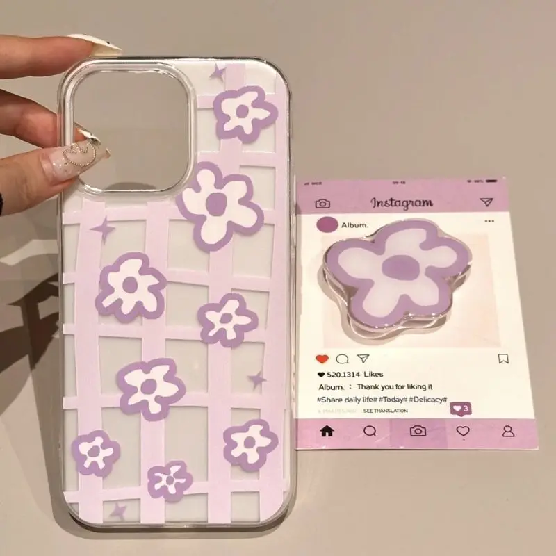 Purple checkered flower Phone Case For Samsung A16 A55 A56 A15 A25 A35 A54 A34 A24 A33 A53 A06 A05S A13 A23 A14 Cover