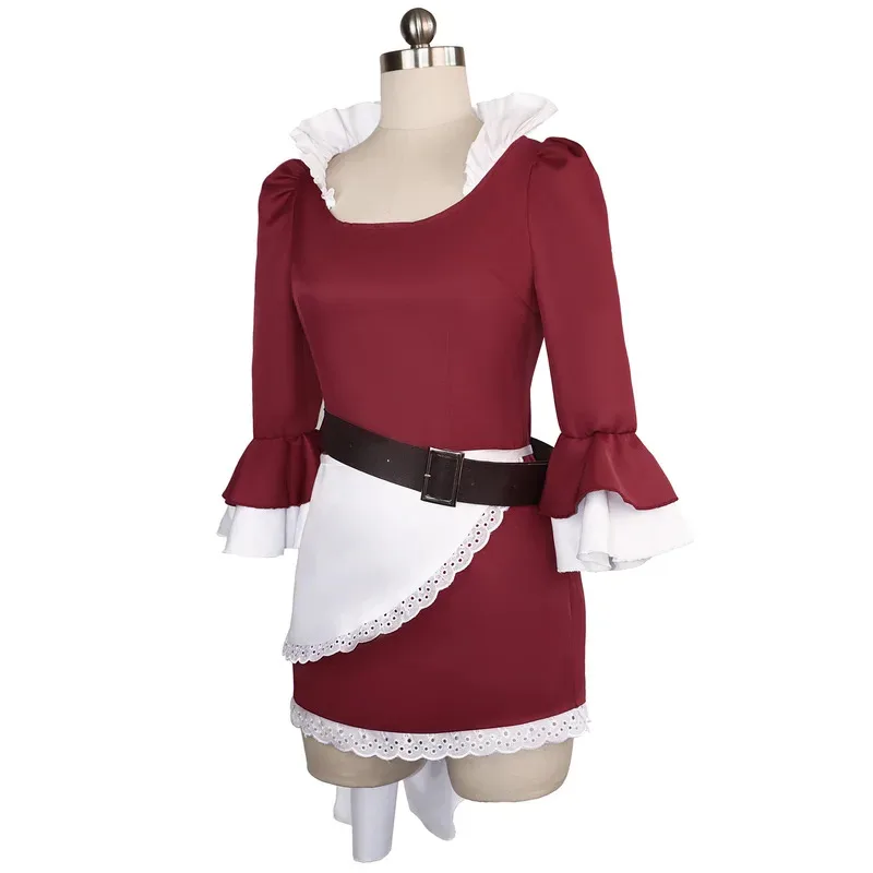 Disfraz de sirvienta de Anime Killer Baby-5, vestido de sirvienta francesa de color rojo vino, traje Sexy de Halloween, uniforme de juego de rol de una pieza de Anime