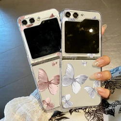 Butterfly Pattern Phone Case For Samsung Galaxy Z Flip7 FE Flip5 Flip6 Transparent Folding Cover For Samsung Z Flip 7 6 5 4 3 5G