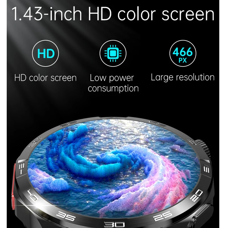 FD05 ECG ساعة ذكية بلوتوث الاتصال 1.43 "AMOLED عرض جهاز تعقب للياقة البدنية إدارة الصحة SOS ساعة متعددة وجوه أوضاع رياضية