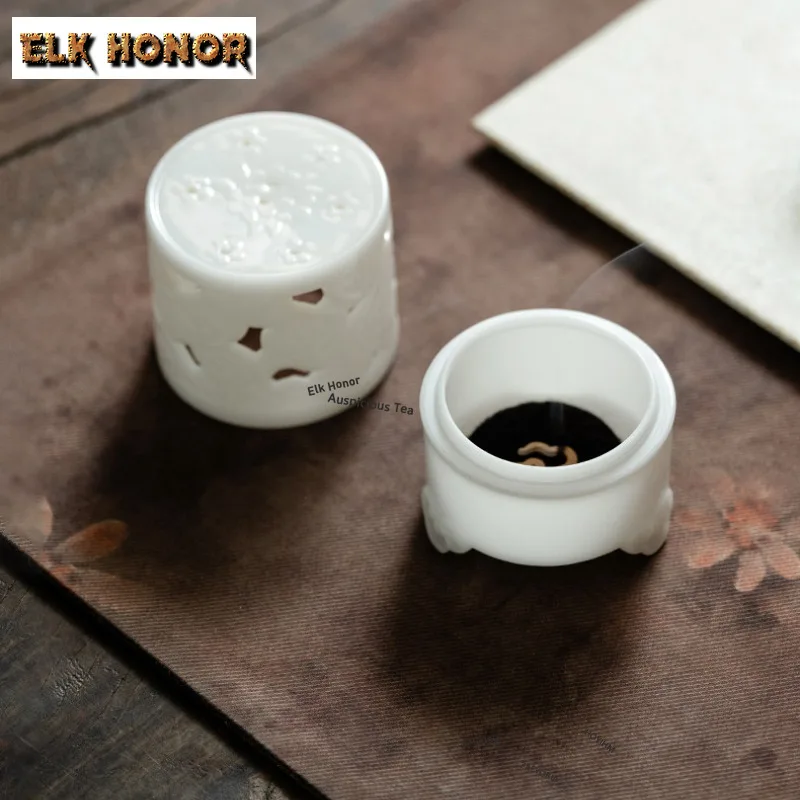 ZAEYORIA Ice Crystal Jade Mineral Clay Hollow Incense Holder Zen Pagoda Incense Burners Consecrate Censer Yoga Tearoom Crafts