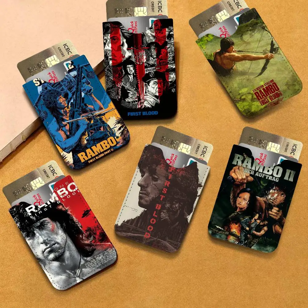 Classic Movie Rambo First Blood Vintage Film Ultra-Thin Mini Leather Card Holder Wallets for Lightweight Soft Genuine Leather