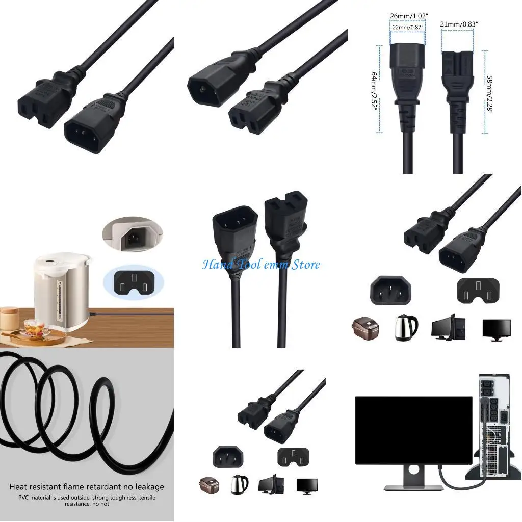 

H37F IEC 320 C14 to C15 Extension Power Cable IEC 320 C14 Male to C15 Female Power Converters Cable for TV PC Computer