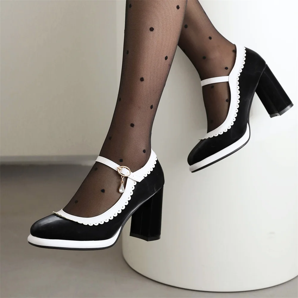 Plus Size 45 New Ladies Platform Mary Janes Pumps Fashion Bow Thick High Heels Pumps Women Party Office Mixed Colors Woman Shoes