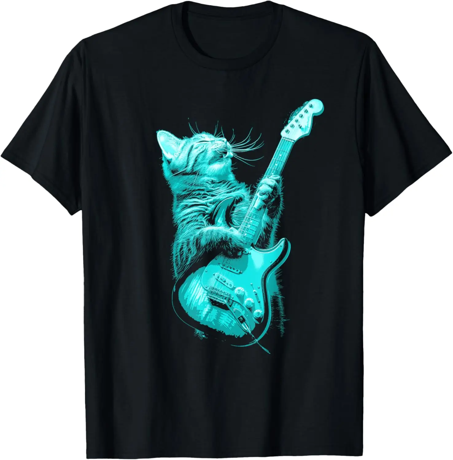 

Cat Playing Guitar Musician Funny Graphic T-Shirt