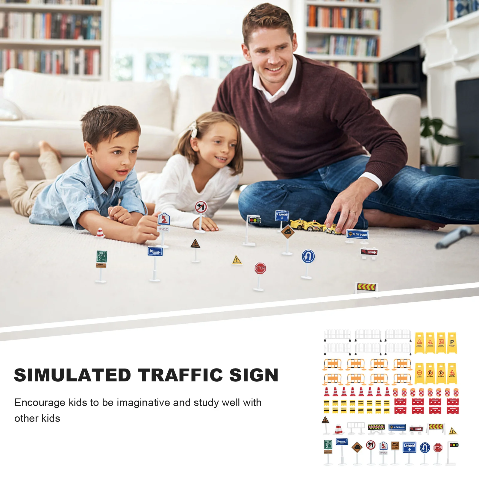 

1 set 1 Set Traffic Road Signs Street Safety Educational For Kids Learning Simulation Play Cognitive Development Diy Roadblock