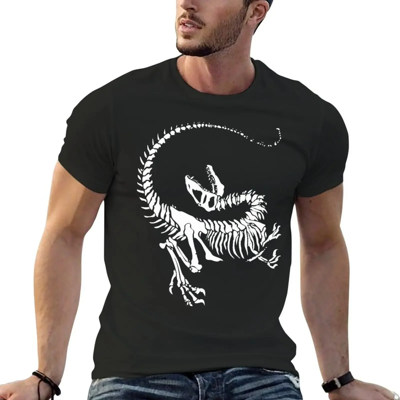 

Velociraptor Fossil Black T-Shirt custom shirt cute clothes oversized new edition heavy weight t shirts for men