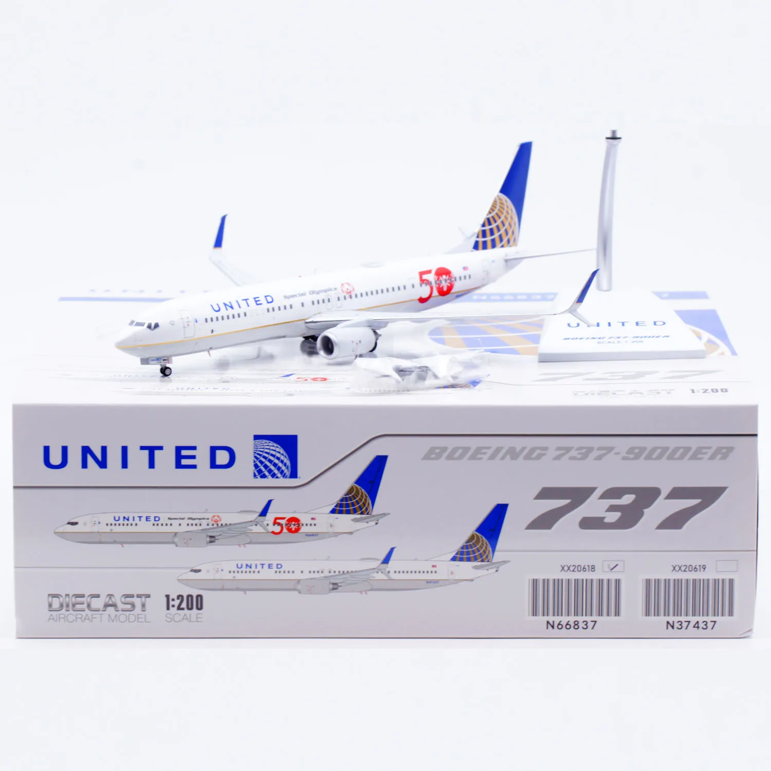 XX20618 Alloy Collectible Plane Gift JC Wings 1:200 United Airlines Boeing B737-900ER Diecast Aircraft Jet Model N66837