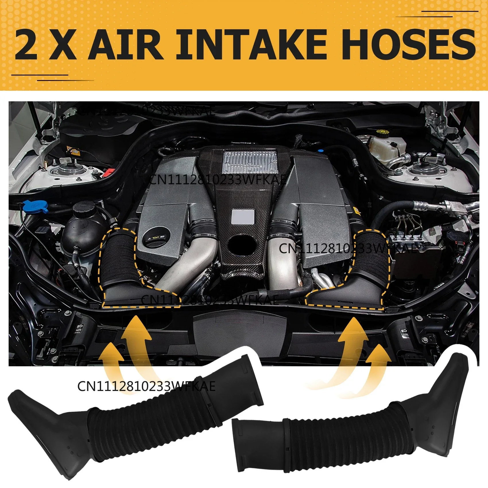 1Pair Engine Air Intake Hoses A2780904982 A2780905082 for Mercedes-Benz W222 S350 S320 S300 S500 S600 S63 15-22 Left+Right