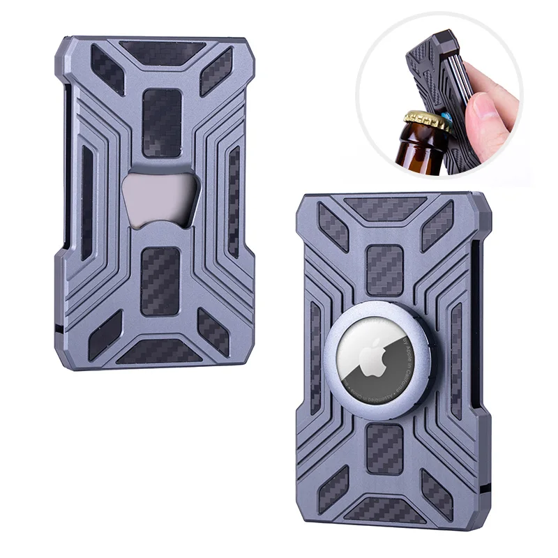 New Bring Apple Airtag Card Holder with Beer opener For Men Aluminum Thin RFID Porte Carte Luxury Monedero Hombre