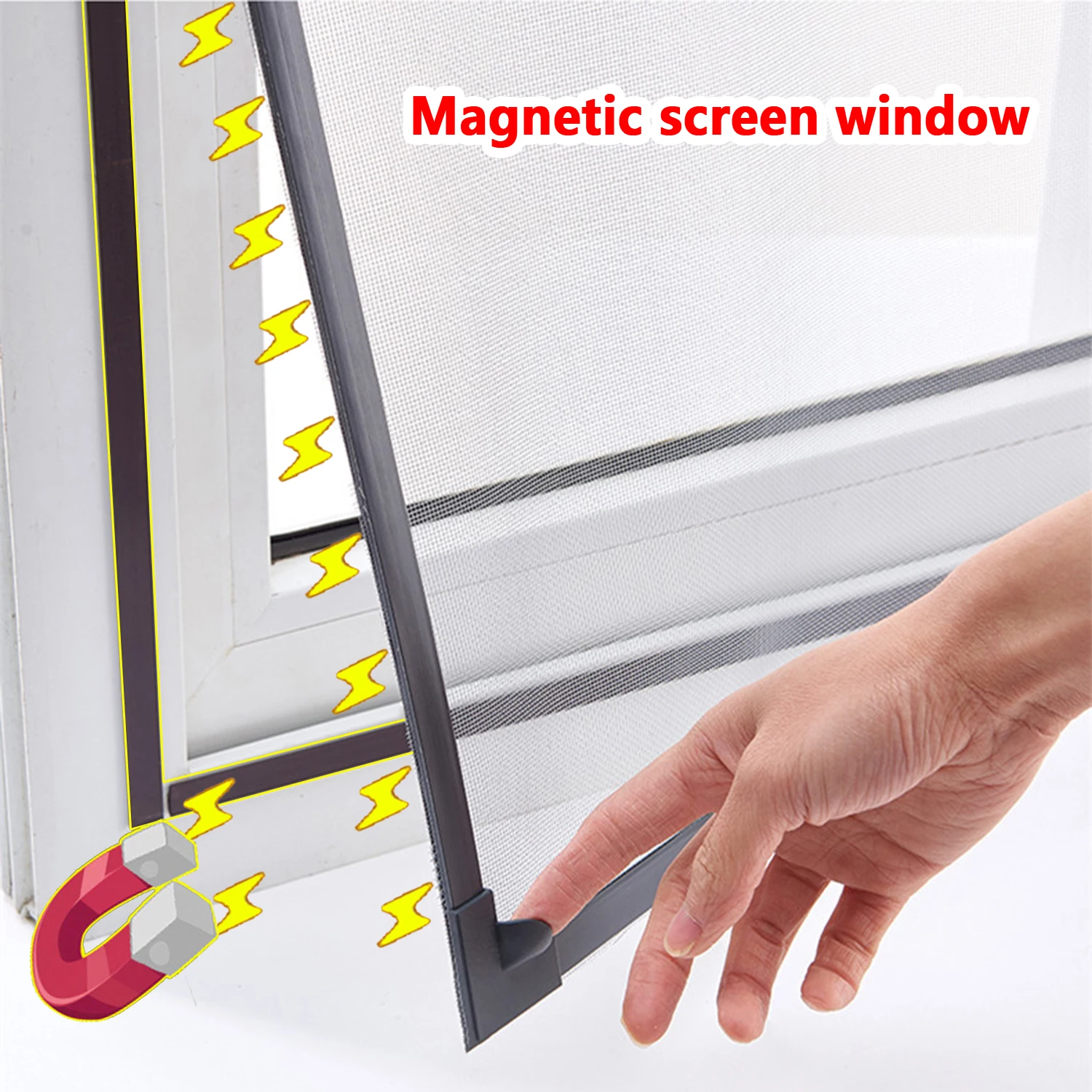 

Magnetic mesh mosquito screen,household self-adhesive invisible screen window, Heavy-duty automatic shut-off magnetic window