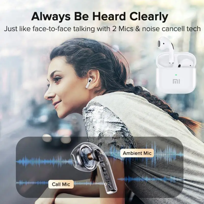 Mijia Xiaomi Air Pro4 TWS Bluetooth Earphone 9D Stereo Wireless Headphone In-Ear HiFi Earbud HandsFree Headset With Microphone