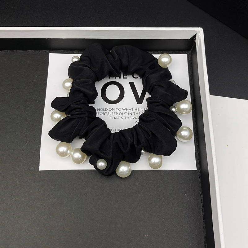 French elegant pearl hair string headband, simple headband, high-end small intestine ponytail, rubber band headband