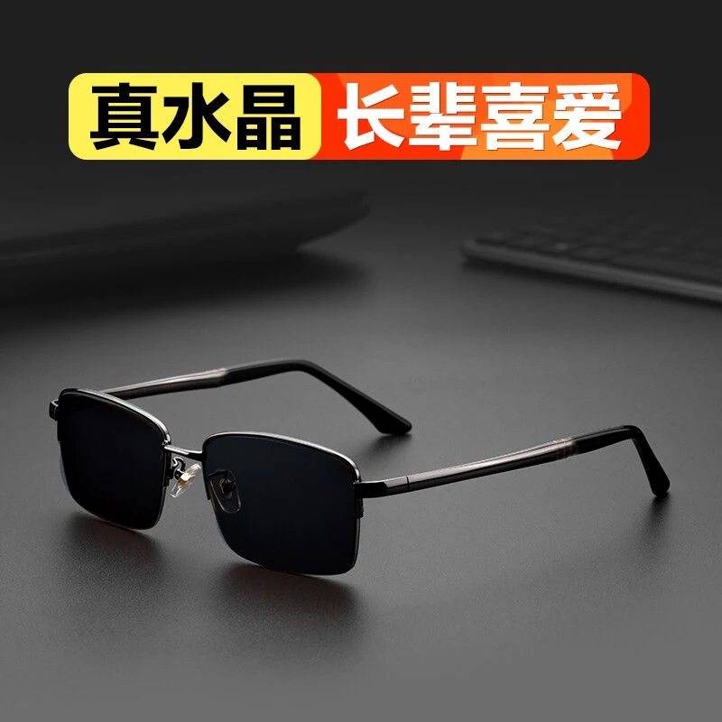 Shatar Neue Retro Mode Halb Rahmen Glas Sonnenbrille Mann Fahren Touring Sonnenschirm Sonnenbrille Für UV Schutz Metall Halb Rahmen – Detail 2
