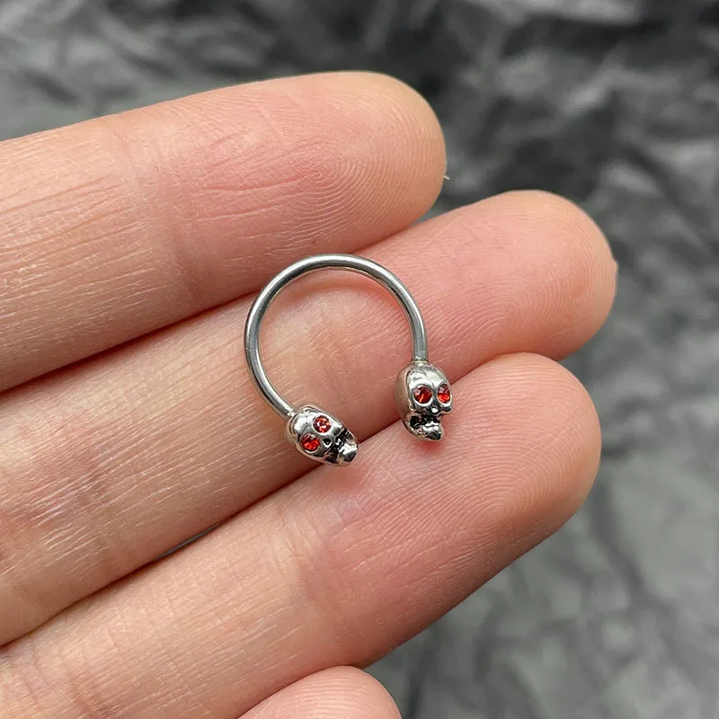 316L Punk Skull Piercing Nose Ring Titanium Steel Nariz Piercing Ear Cartilage Tragus Goth Piercing Jewelry Labret Lip Stud