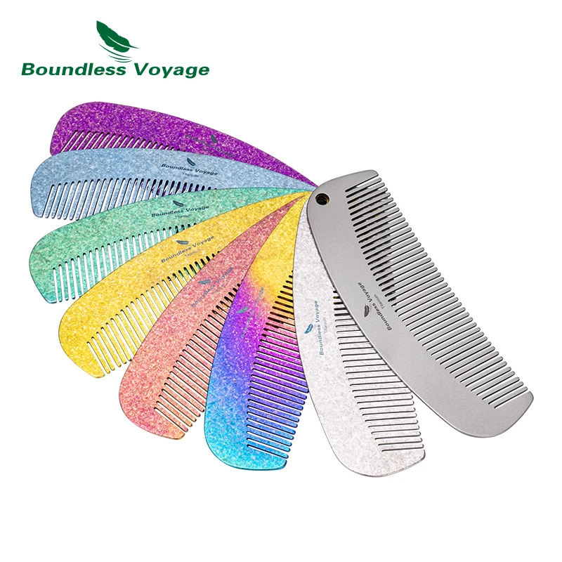 Boundless Voyage Titanium Comb for Hair Beard Anti-Static Pocket Metal Comb No Handle for Unisex for Home Travel