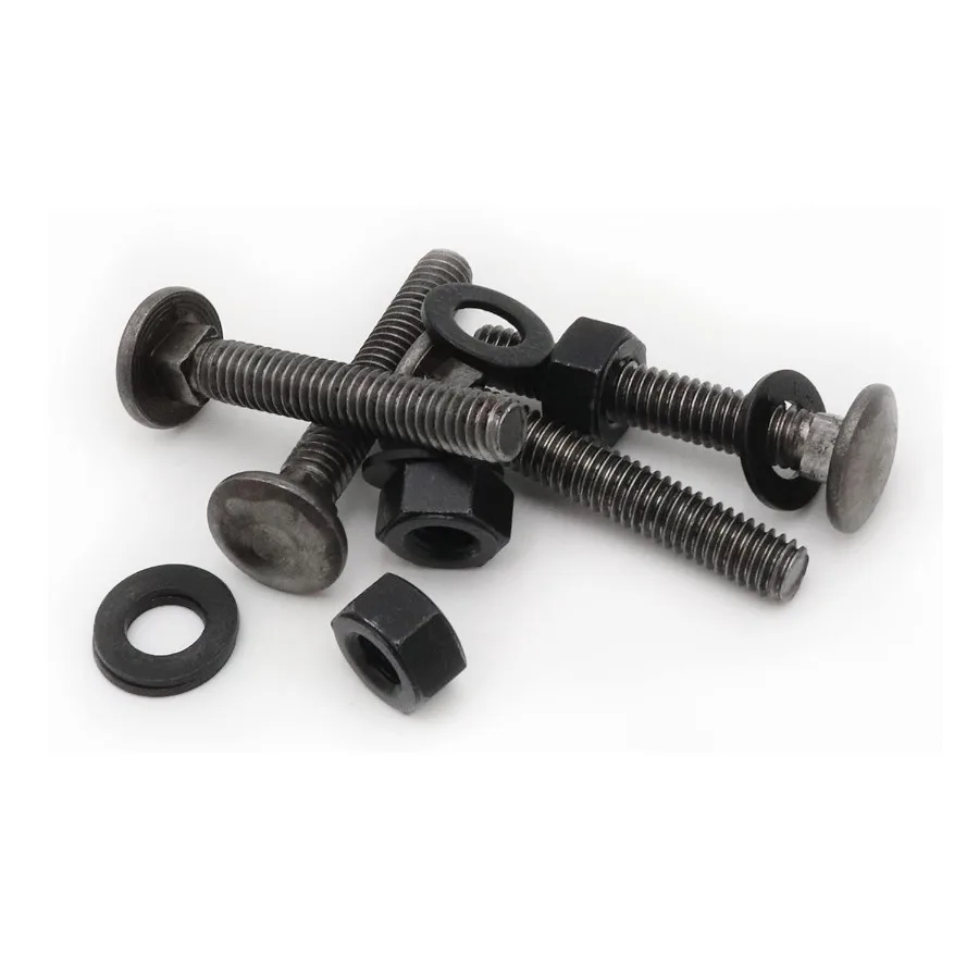 Kit assortimento di viti per bulloni per carrello da 10 set 5 bulloni a collo quadrato rotondo 1618 x 2 '' con dadi esagonali e rondelle piatte 45 #   Acciaio (Blac