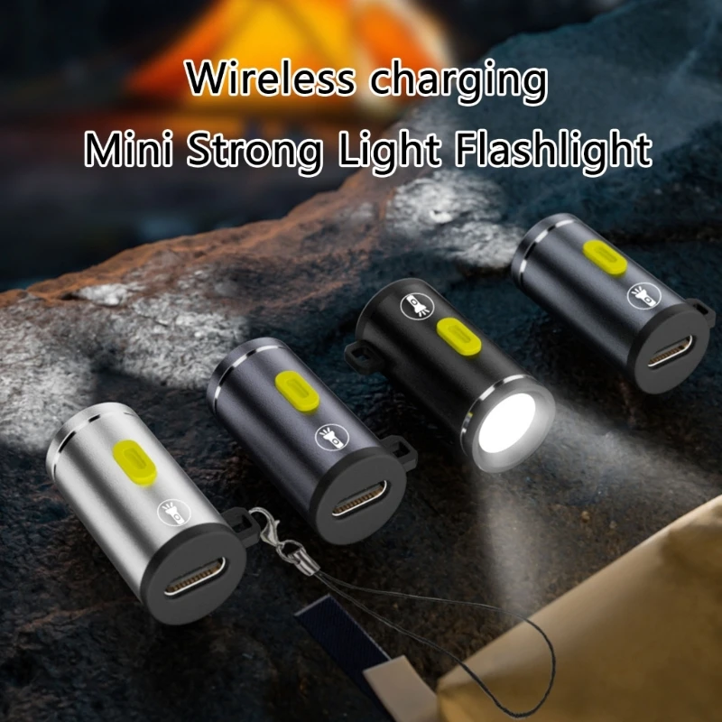 Portable Efficient Type-C LED Flashlights 2.5cm Metal USB Novelty Gadgets for Cycling Camping Outdoor Accessories