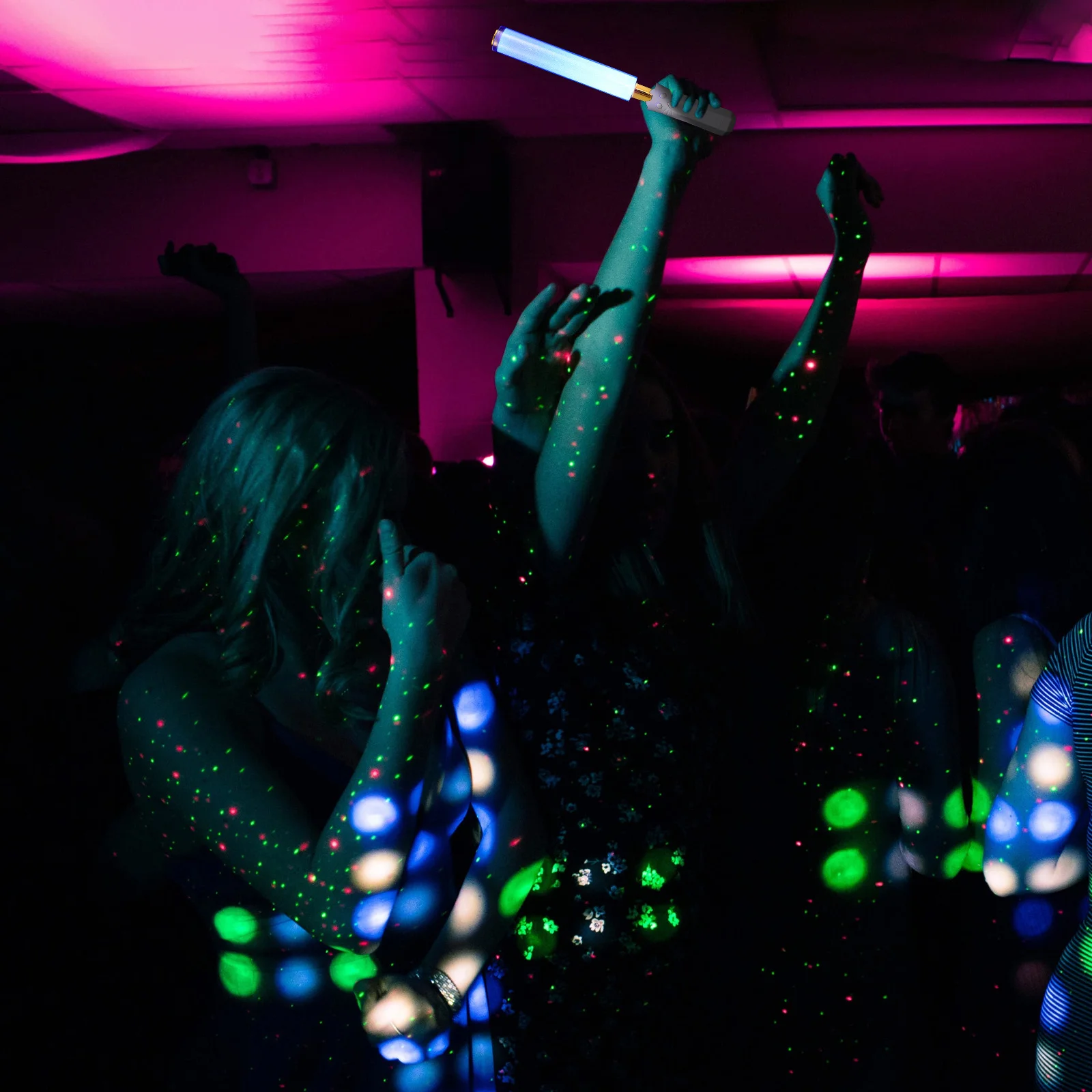 

High Brightness Flashing Light Stick 15 Dynamic Colors 3 W Rgb LED Strong Waterproof Build with Wrist Strap for Parties