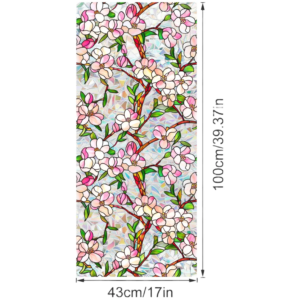 Rainbow Floral Static Cling Window Decals for Glass Doors and Partitions PVC Removable Sticker for Home Office Decor